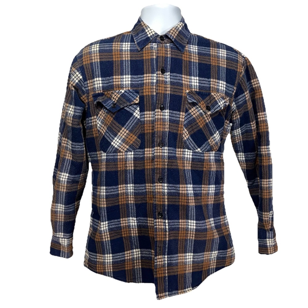 Grizzly Insulated Quilt Lined Flannel Shirt‎ Jacket Plaid Men's Small Vintage